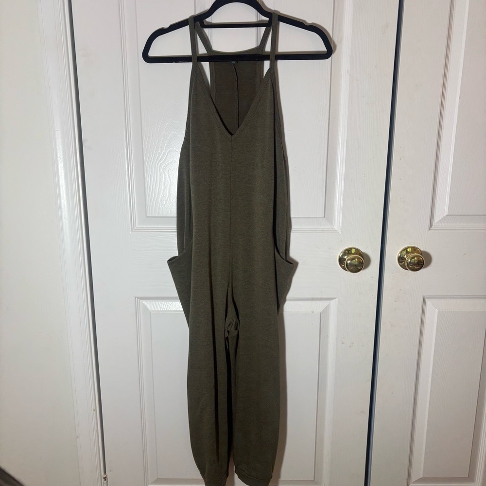 Olive Green Women's Jumpsuit fall cute